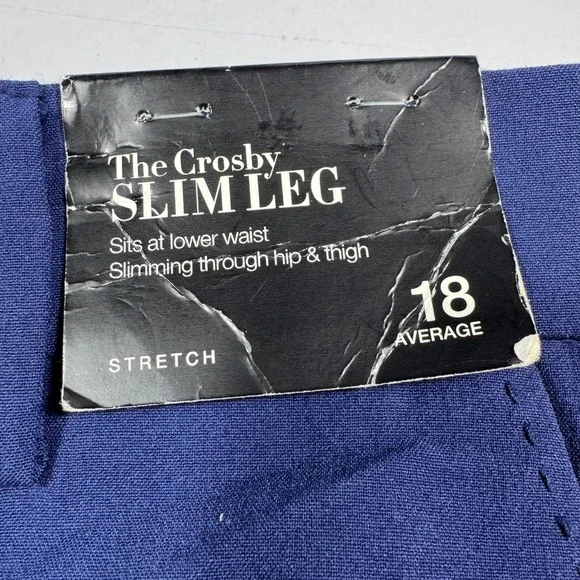 New York & Company Crosby Slim Leg Pants Slacks Blue Stretch 18 Average NWT - Picture 7 of 11